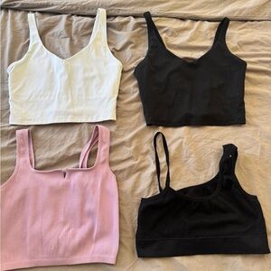 Set of 4 Cropped Tank Tops - White, Black, Pink